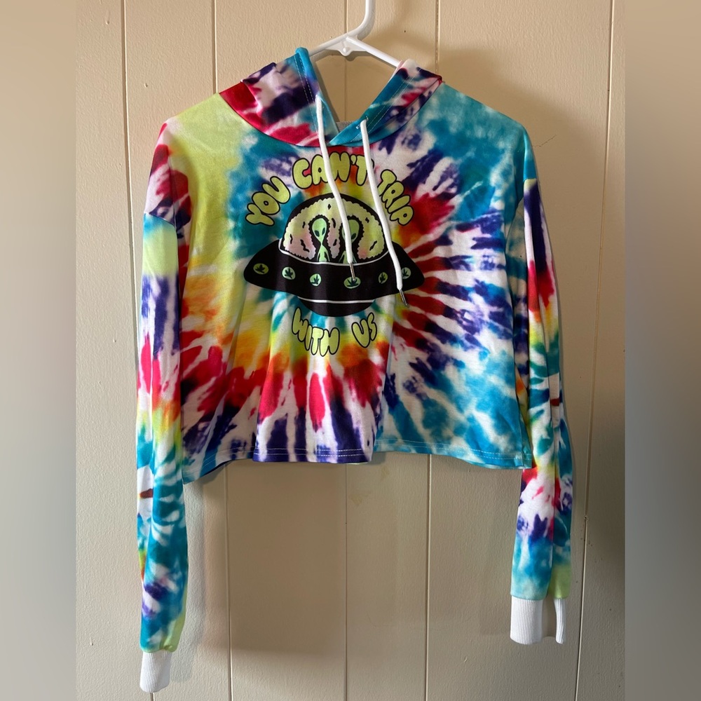 Tie-dye Alien Cropped Hoodie